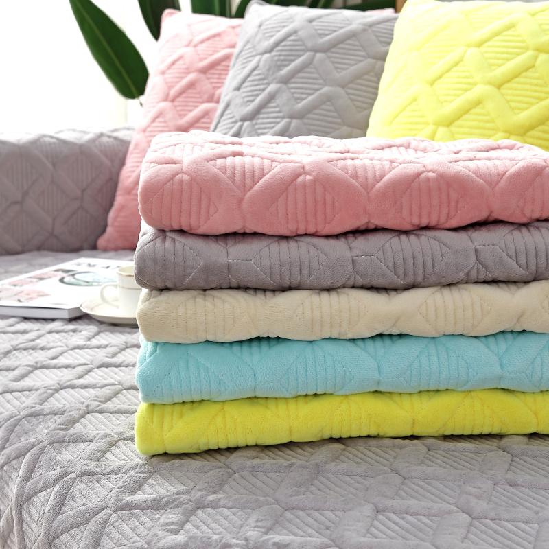 Cuscină de canapea simplă, de culoare uni, pluș, prosop pentru brațul canapelei în formă de L, husă de canapea nordică, față de pernă modernă antiderapantă pentru patru sezoane