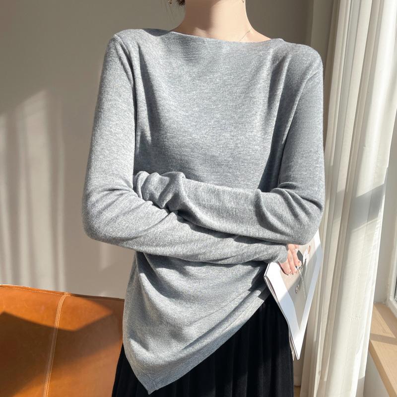 Women's wool pullover Qinghe cashmere 50% silk 50% wool spring and summer wool soft, comfortable and warm
