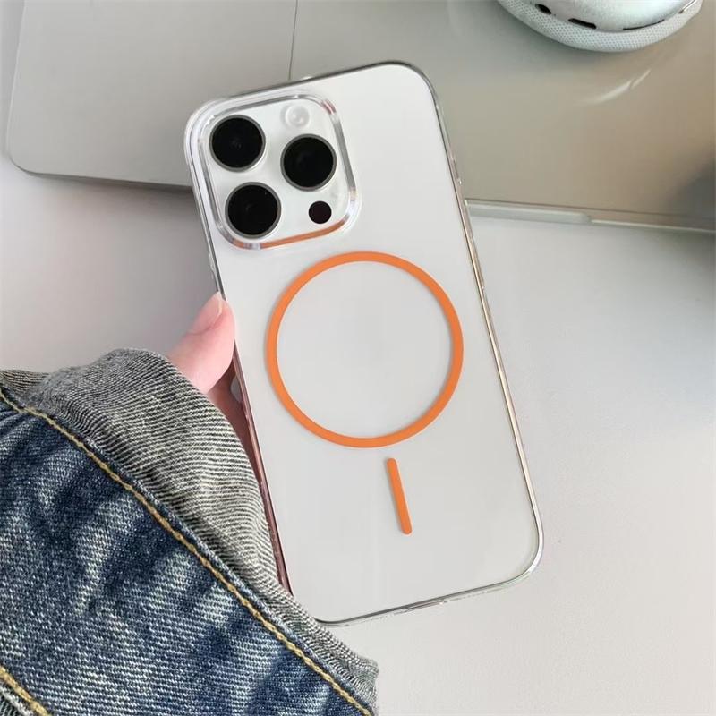For Magsafe Transparent Hard PC Phone Cases For iPhone 16 15 14 13 12 11 Pro Max 16e Plus Magnetic Wireless Charging Clear Cover