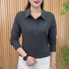 Autunno 2026 Polo a Collo Classico Monocolore Versatile Top Fashion a Manica Lunga da Donna