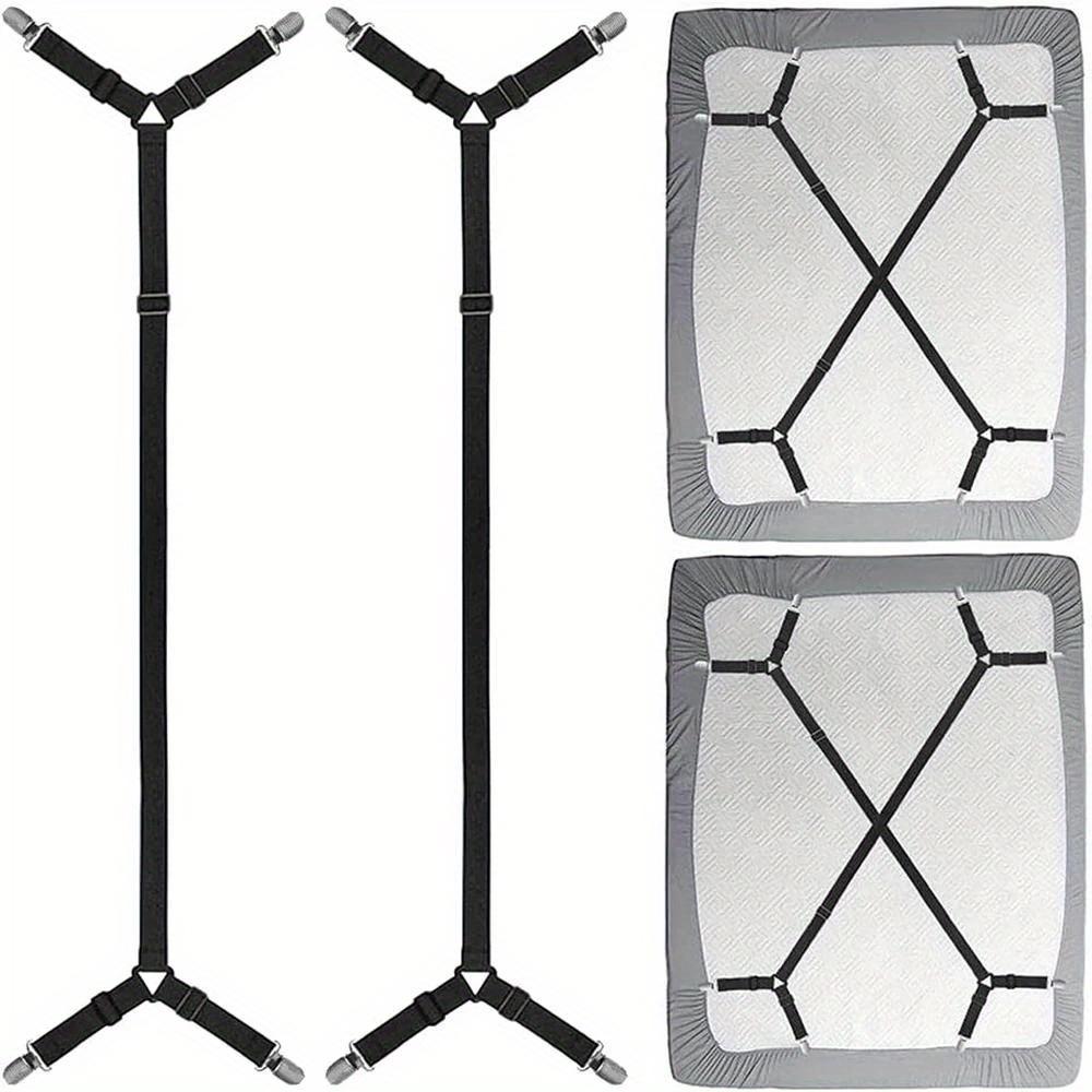 2 PCS Sheet Fastener Fixing Straps, Adjustable Cross Elastic Straps, Flat Fit Sheet Clips for Mattress Cushions Sofa Cushions