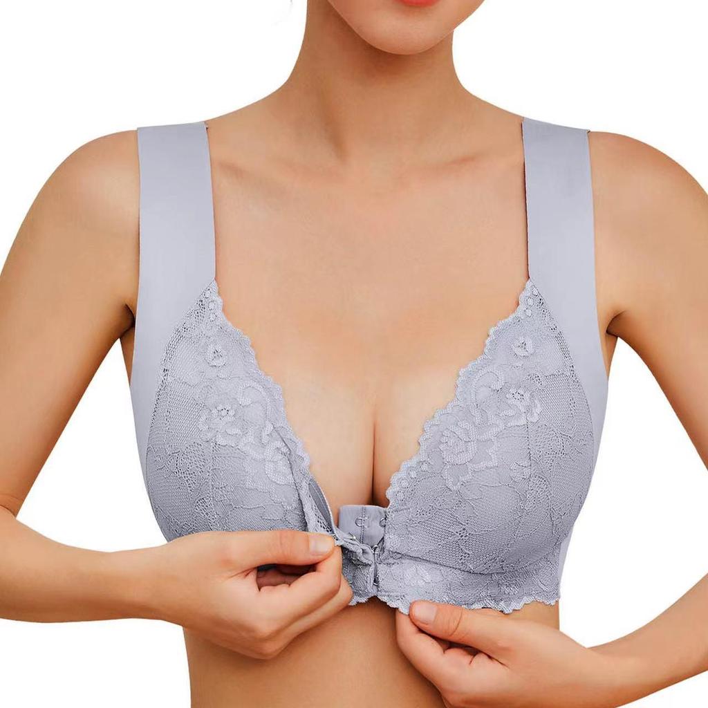 M-9XL European & American Nursing Women's Front Buckle Lace Push-Up Bra