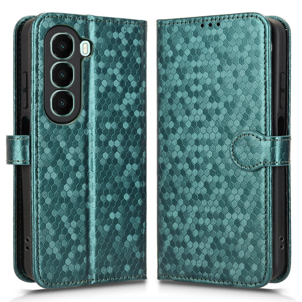 For itel A95 5G Wallet Case Dot Pattern Imprint PU Leather Phone Cover with Wrist Strap