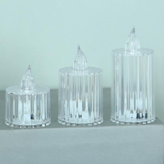 3 Stück Kristall-Kerzenlichter, elektronische flammenlose LED-Licht-Tischlampe für Hochzeitsfeier, Heimdekoration