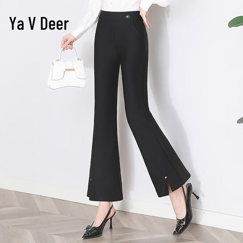 Women s High-Waist Slit Hem Flared Casual Pants 2XL