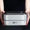 304 Stainless Steel Insulated Double-Layer Lunch Box for Microwave, with Compartments - Ideal for Students and Office Workers.