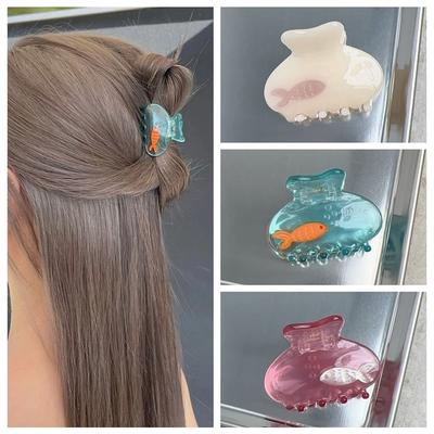 Transparent Fish Hair Claw Animal Animal Hair Clip Creative Acetate Hair Claw  Party