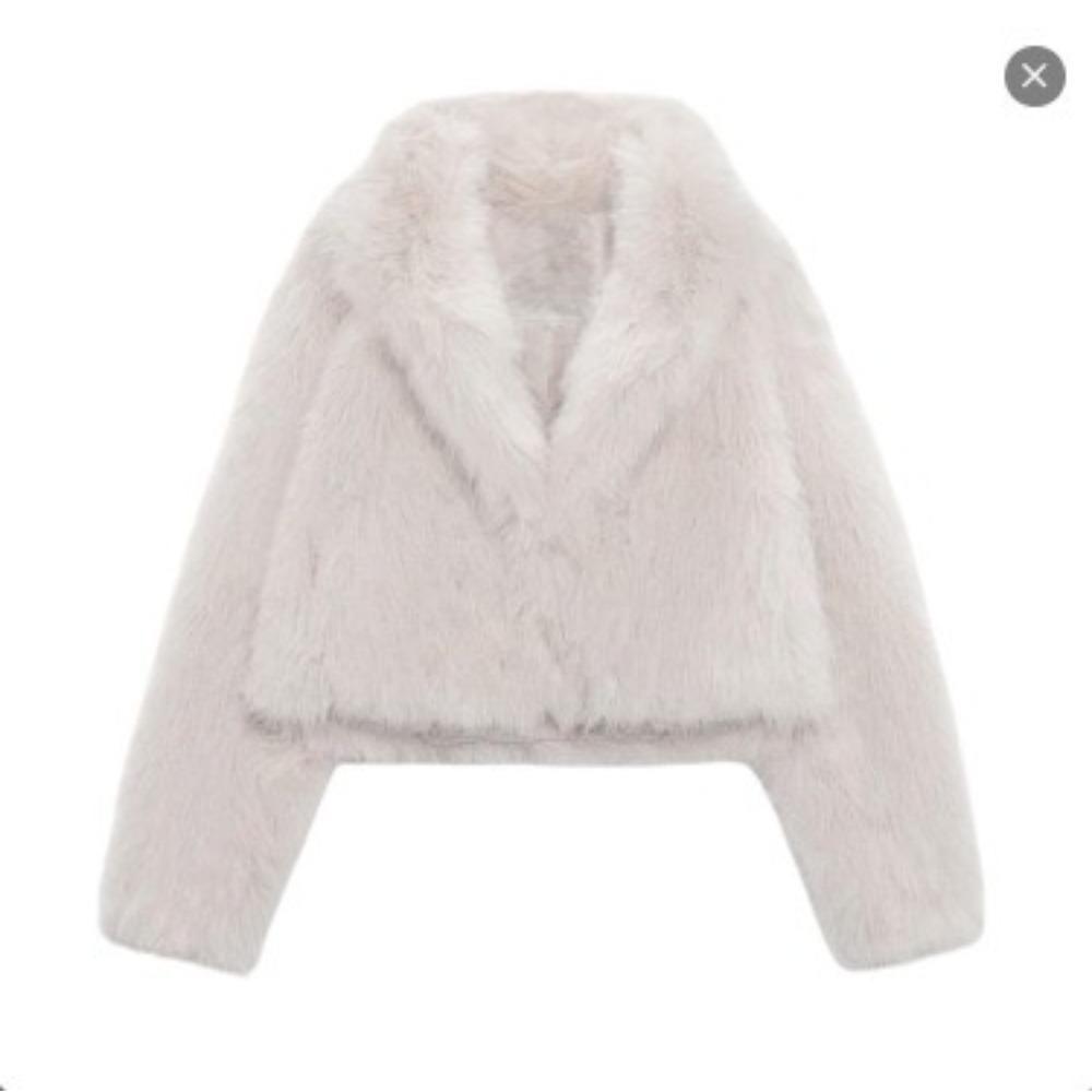 Giacca Corta Nera in Pelliccia Sintetica Soffice con Ampio Revers Moda Manica Lunga Oversize Corta Invernale Nuovo Capospalla High Street