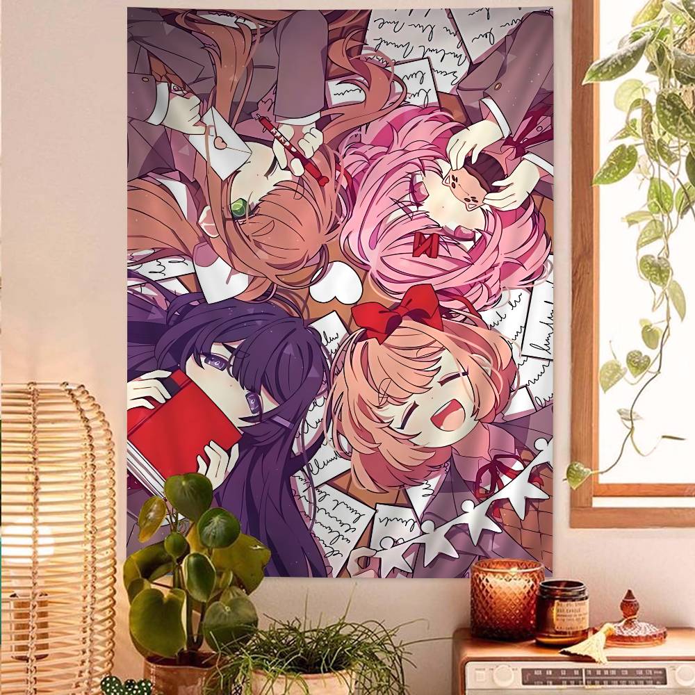 Doki D-Doki L-Literatuare Game Hanging Bohemian Tapestry Bohemian Wall Tapestries Mandala Kawaii Room Decor 100X70CM