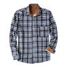 Men's Fashion Casual Loose Plaid Pocket Lapel Long Sleeve Shirt Top Blouse