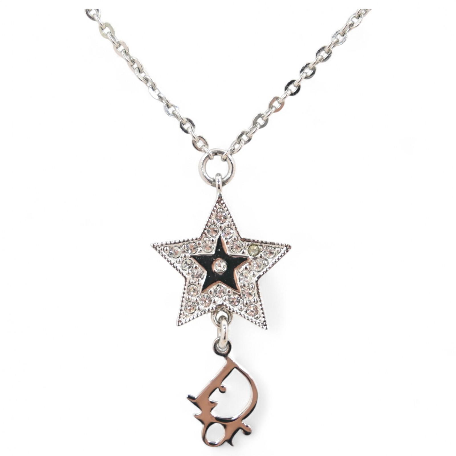 

Auth Dior Star Motif Silver Rhinestone Necklace di9910vf