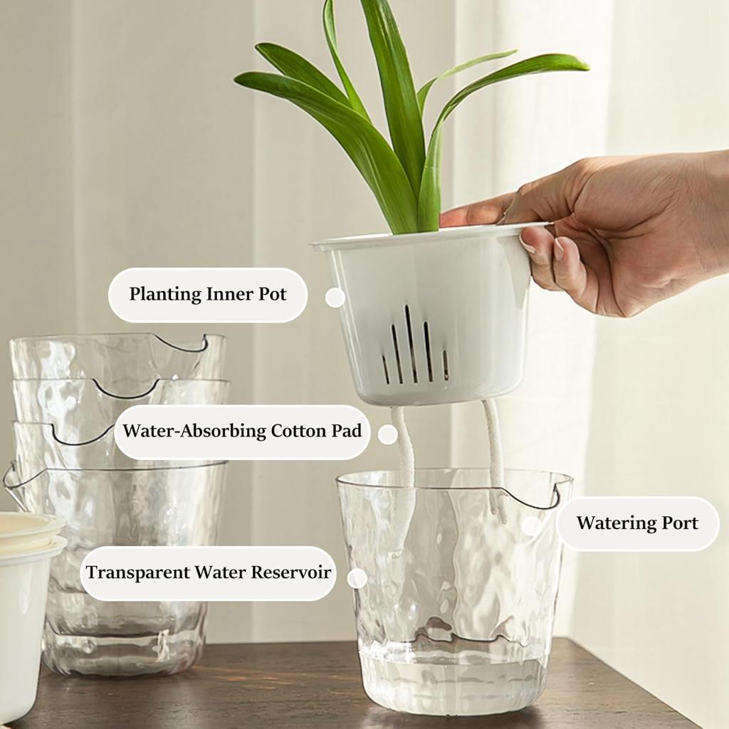 5pcs Glacier Pattern Hydroponic Flower Pot For Soilless Cultivation Transparent Self-Watering Seedling Pot Gardening Accessories
