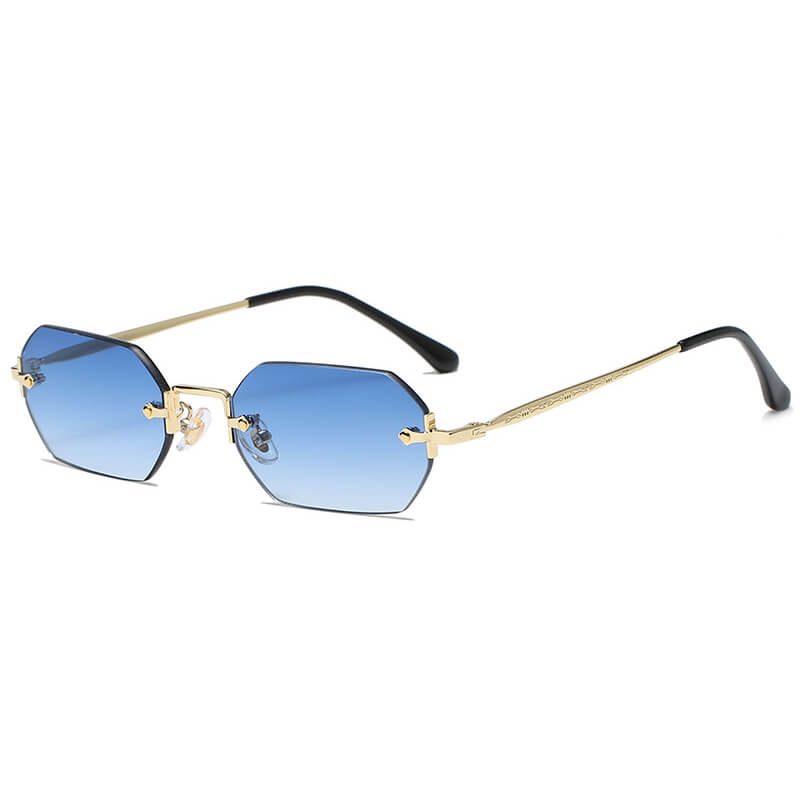 Superhot Eyewear 59800 Fashion 2022 Retro Tinted Small Rectangle Rimless Sunglasses