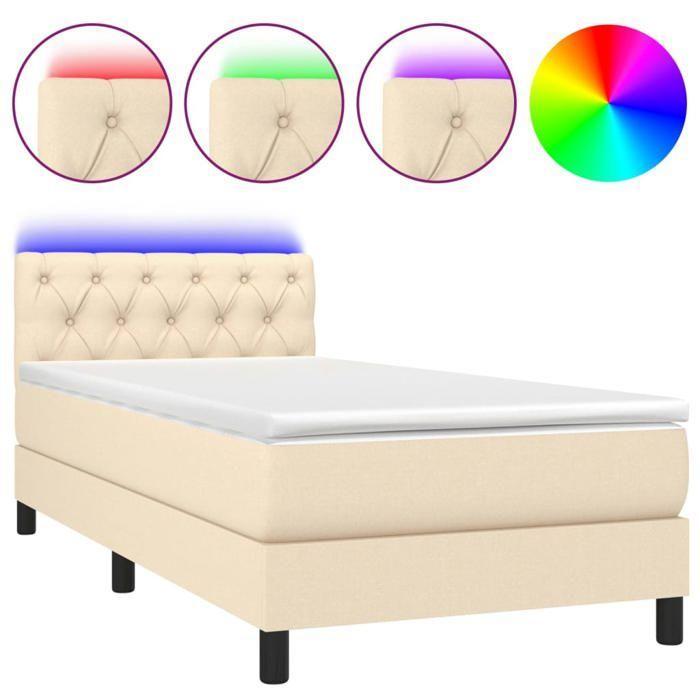 Maison Exclusive - Sommier à lattes de lit avec matelas LED Crème 80x200 cm Tissu