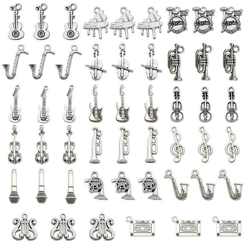 Vintage Music Instrument Charms Alloy Pendant DIY Bracelet Necklace Keychain Craft Jewelry Supplies