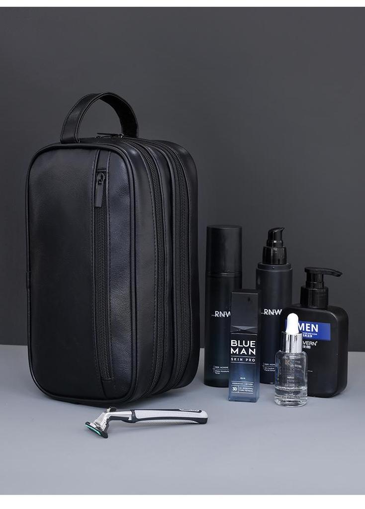 Portable Waterproof Men's Double-Layer Toiletry Bag - Large Capacity, High-End Feel.