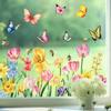 2026 Spring Window Stickers: Butterfly Flowers & Hummingbirds, Double-sided Glass Decoration for Living Room