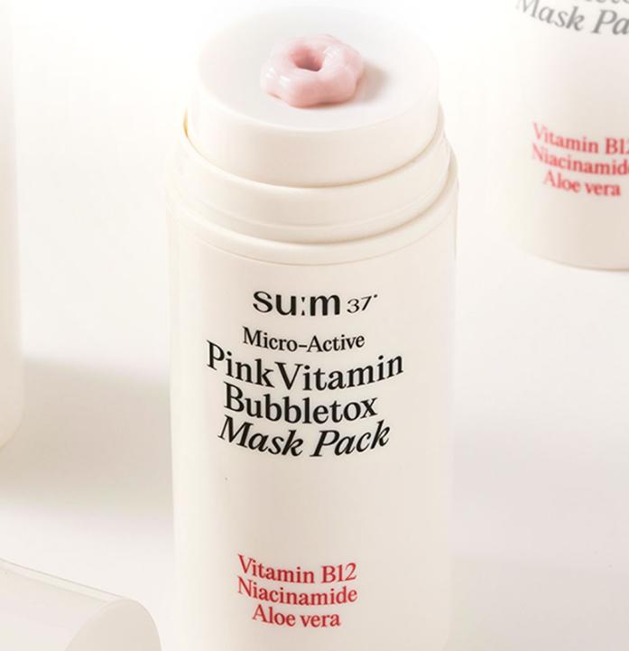 SUM37 Micro-Active Pink Vitamin Bubbletox Mask 100ml – Brightening & Pore Cleansing