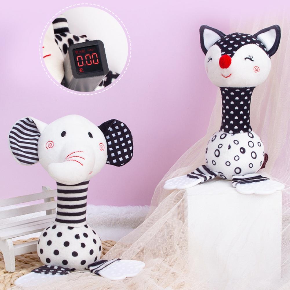 Zachte babyrammelaar pasgeborenen, pluche knuffeldierrammelaar, babyrammelaar Shaker, douchecadeau voor jongens, 9-12 maanden oude wieg en kauwspeeltje (Olifanten/Giraffe)