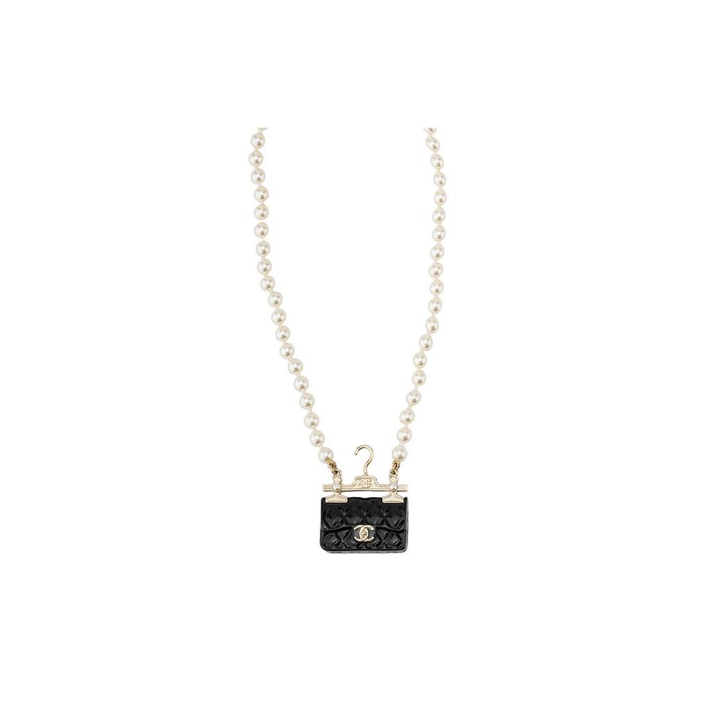 Chanel Fashion Elegant Trendy Metal Necklace Women necklace Gold Black Pearl-White AB9848-B09917-NL697