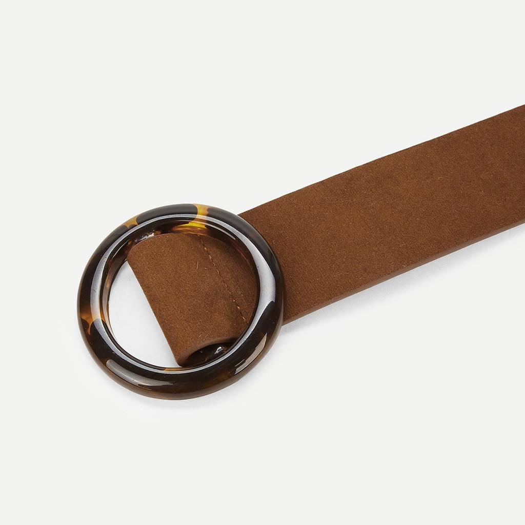 Womens Faux Leather Belt With Round Buckle Perfect For Work And Casual Outfits