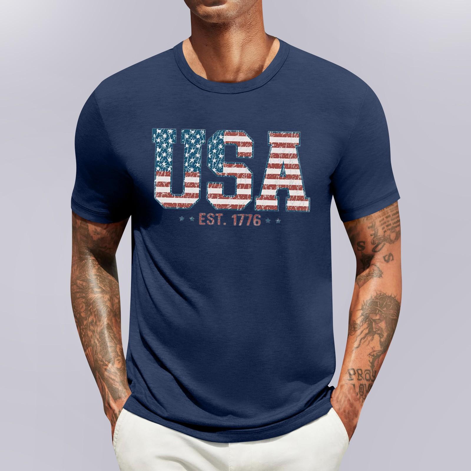 

Мужская повседневная мода, удобная кофта-свитшот с надписью «День независимости» L тёмно-синий