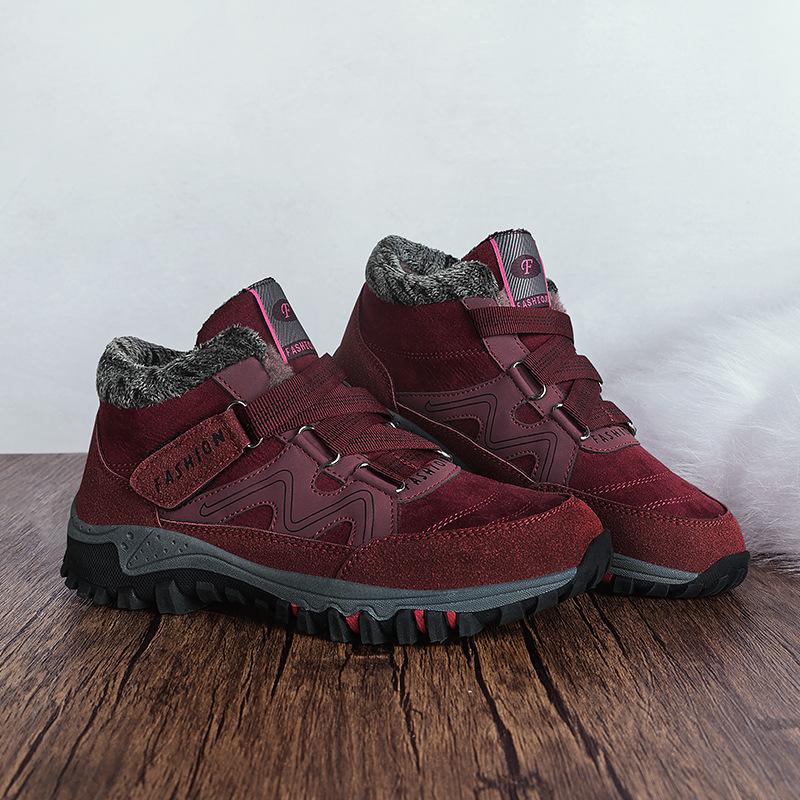 Outdoor Velvet Thickened Hiking Shoes Non-slip, Wear-resistant and Warm High-top Cotton Shoes Winter Women's Shoes Middle-aged Mother Shoes Cotton Bo