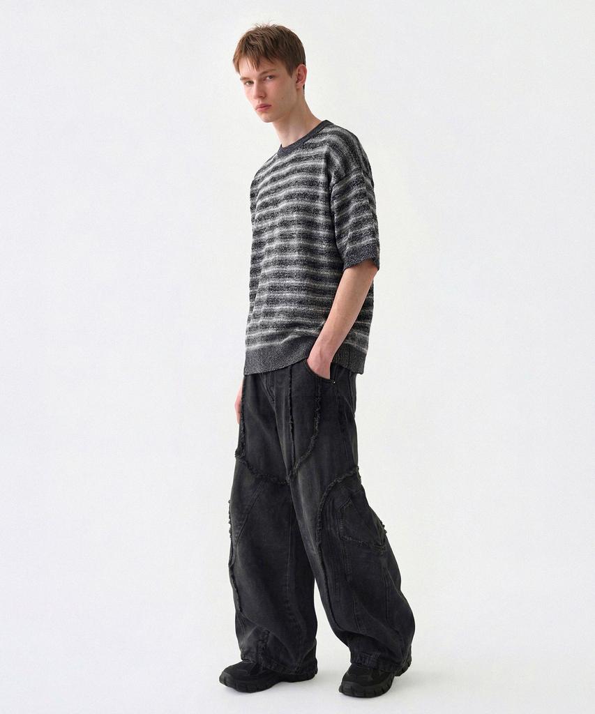 CUTZ Cool Touch Striped Short Sleeve Knit