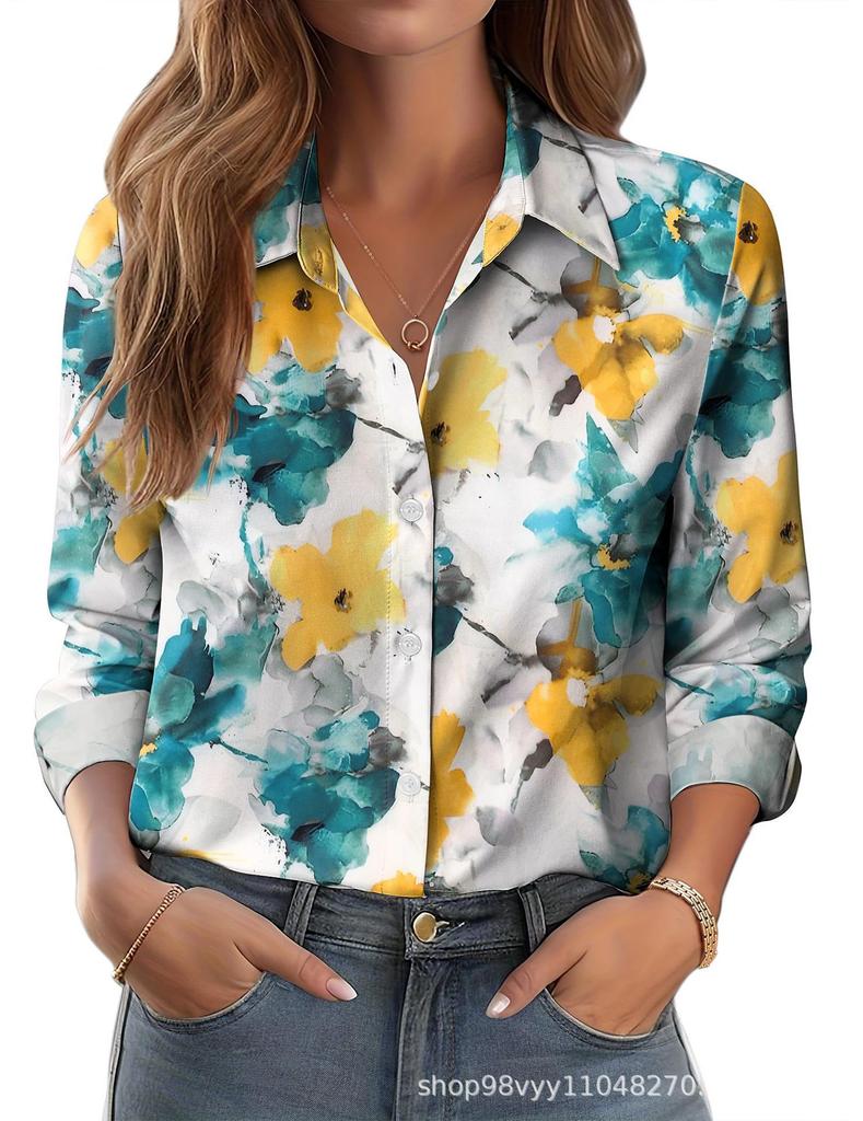 Women's Shirt Printed Floral Loose Shirt Women's Top