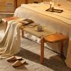 Vintage Solid Wood Bench, Entryway Storage Shoe Stool, Stylish Bed End Seat, Living Dining Rope Woven Long Seating
