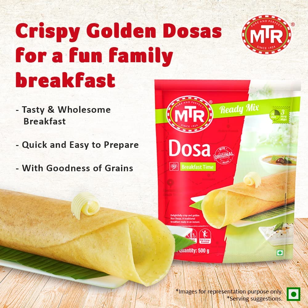 MTR Plain Dosa Mix Quick And Easy South Indian Breakfast Ready To Cook 500 g Pack