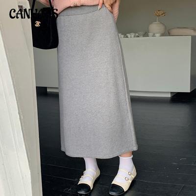 Plus Size High Waist Straight Skirt Women's Casual Half-body Skirt Winter Loose Crotch Covering Knitted Skirt