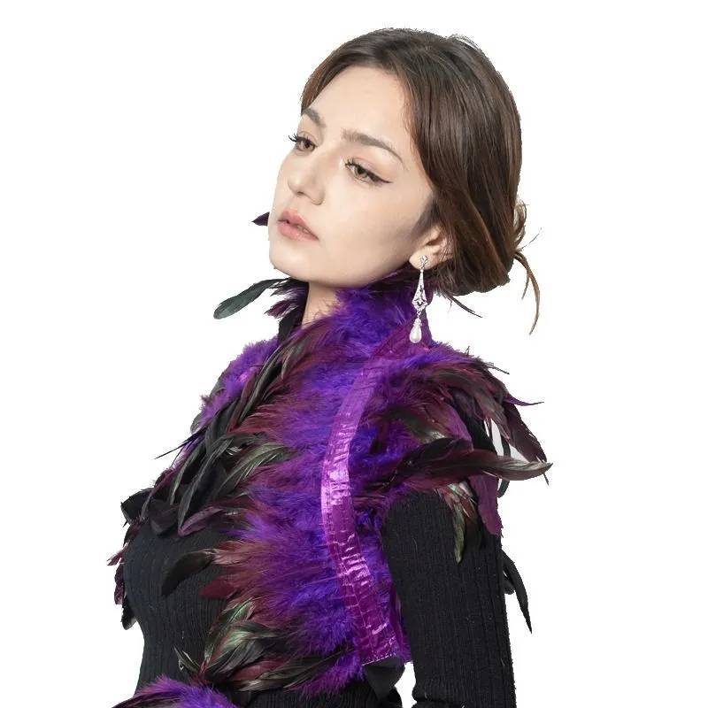 Feather Shawl Cape Costume Cloak With Faux Fur For Performance And Dance Shows