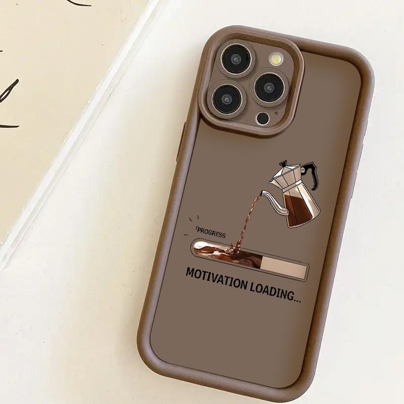 

Coffee progress bar pattern durable phone case, suitable for iPhone 17, 16, 15, Plus, Pro, Max series phones - can be used as a iPhone 15 Pro Max коричневий