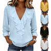 Women's V-neck Shirt: Casual And Elegant Boho Color  Lace T-Shirt Top