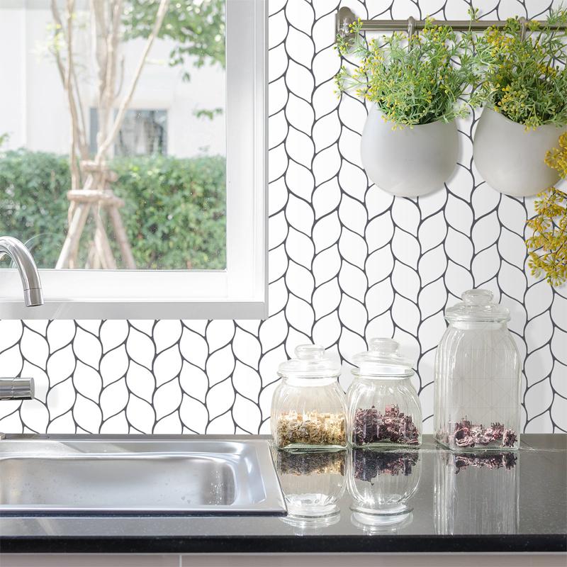 3D PVC Wall Sticker Leaf Type Tile Sticker Self Adhesive Waterproof Kitchen Bathroom Home Decor DIY 30cm X 30cm