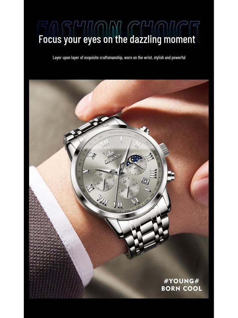 Oliss Men's Multifunctional Luminous Chronograph Watch - Celebrity Endorsed, Waterproof Quartz