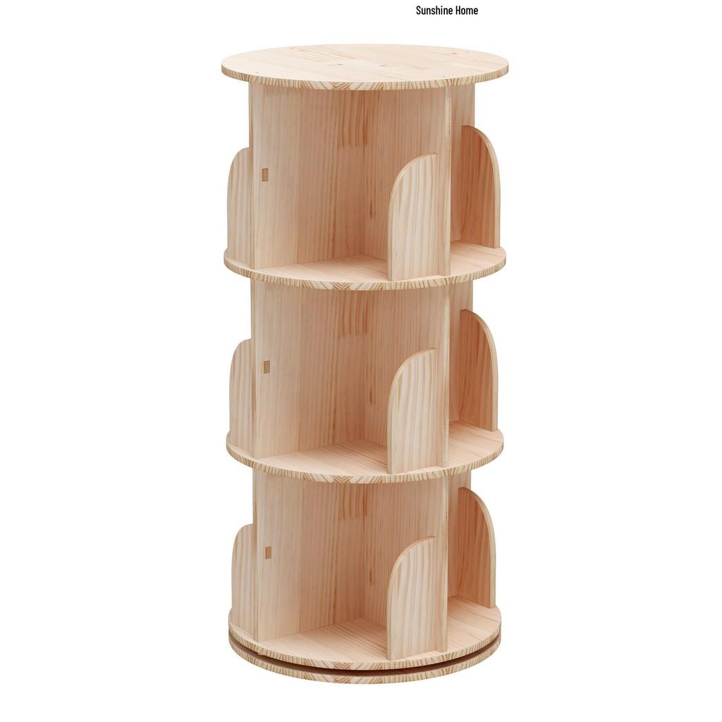 Drehbarer Bücherregalschrank aus Massivholz: Wandmontierbar, Einfache Aufbewahrung für Studenten und Kinder im Wohnzimmer