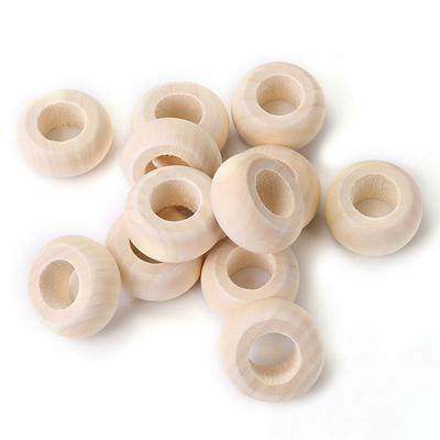 15 st Stora Rondellformade 30x15mm Naturträ Lösa Handgjorda Pärlor med Stort Hål för DIY Hantverk Träslöjd Smyckestillverkningstillbehör