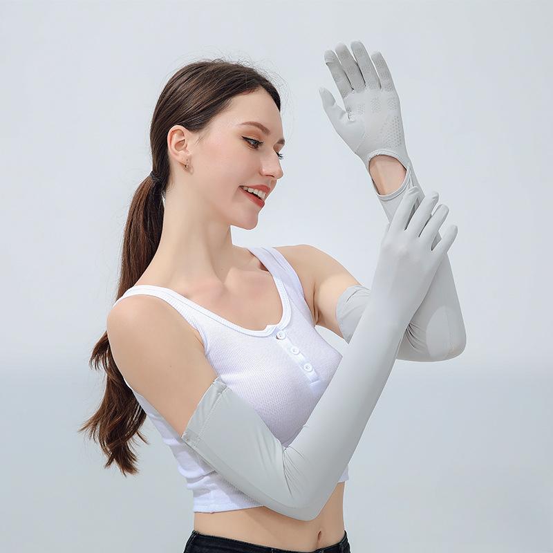 Sonnenschutz-Ärmel Nylon Eis-Ärmel Damen Ultraviolette Strahlen für Sommer-Fahrten und Autofahren Verlängerter Armschutz Integriertes Eis-Seide Dünnes Modell