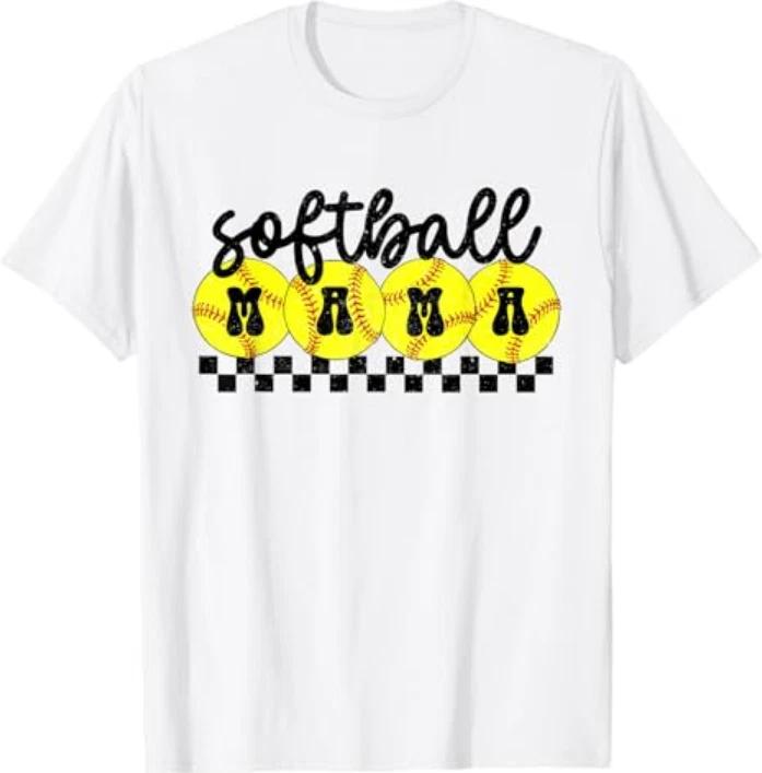 Softball Mama Retro Groovy Softball Mom Mother Game Day Tshirt S