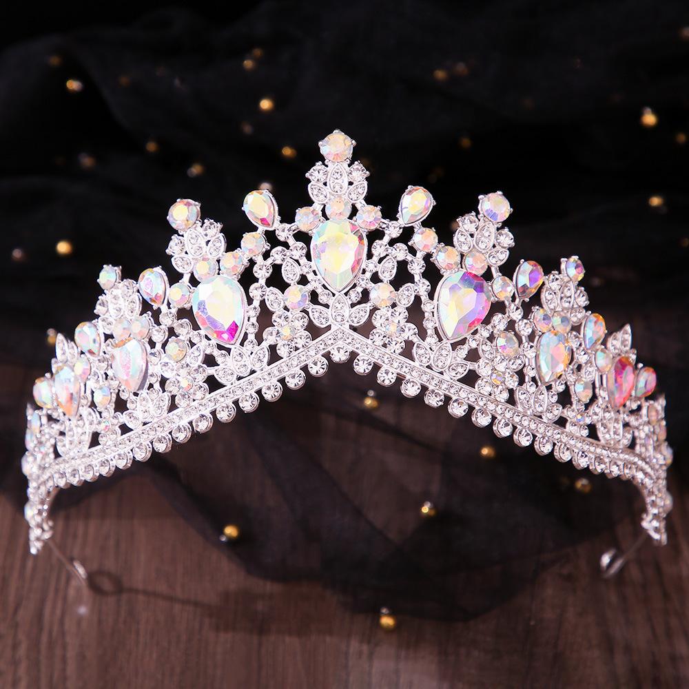 DIEZI 8 Colors Baroque Luxury AB Rhinestone Crystal Tiara For Women Wedding Party Elegant Bridal Bride Crown Hair Accessories