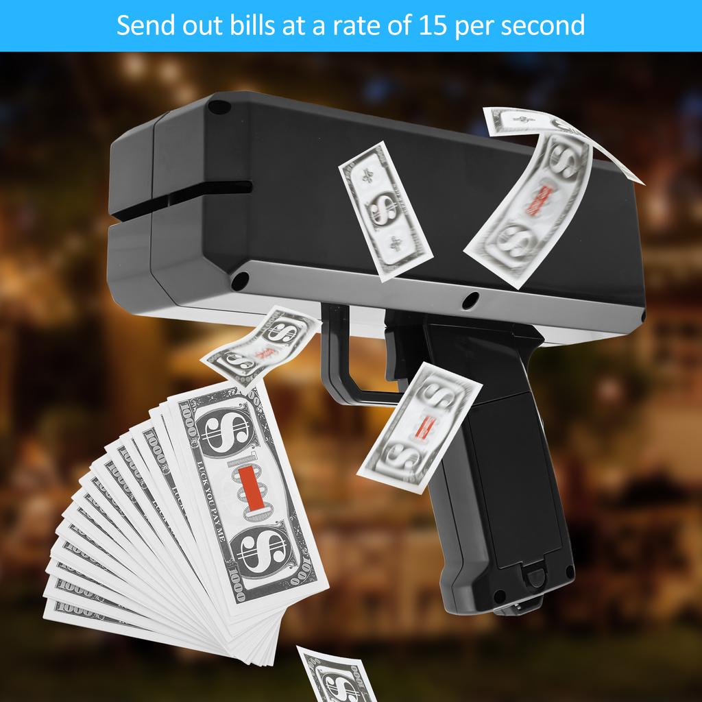 Handheld Shoot Money Gun Toys with 200 Props Fun Cash Raining Celebration Spray Tool Money Blower Machine Wedding Birthday Party