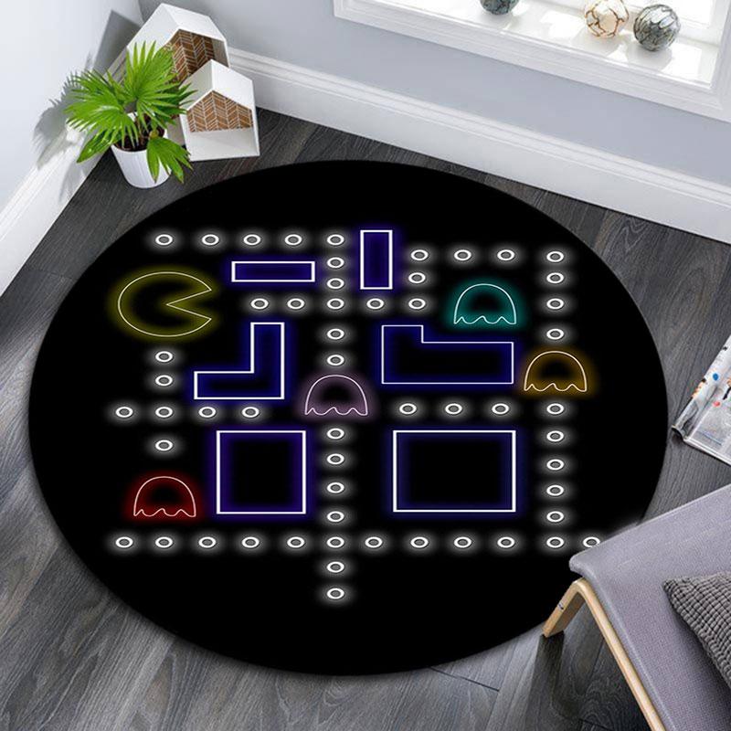 GAME Pac‑Man Pattern Round rug,Carpet Rug for Living Room Bedroom Playroom ,Non-slip Floor Mat,Holiday Gifts and Birthday Gifts.