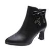New Velvet Women's Soft-soled Short Boots Leather Shoes Autumn and Winter Versatile Temperament Zipper Pointed High-heeled Martin Boots Women