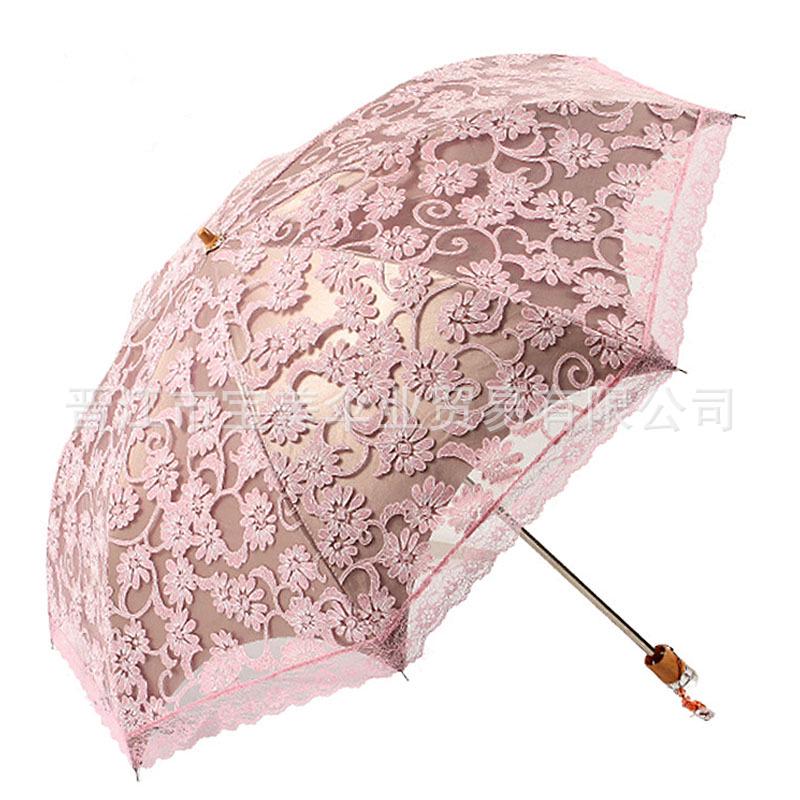 Aurora H3206 Dentelle Noir Parapluie Pare-Soleil UV Pliable