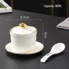 High-End Ceramic Individual Stew Pot with Gold Rim