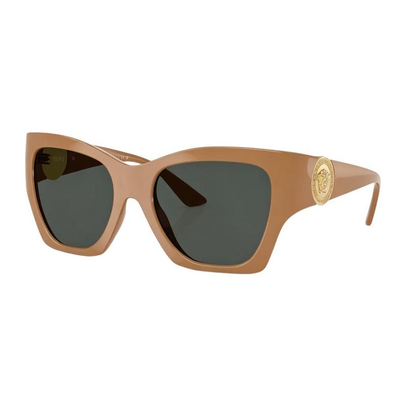 Versace Integrated nose pad design metal irregular shape sunglasses women's khaki 65974395 VE4452551787-Khaki 55