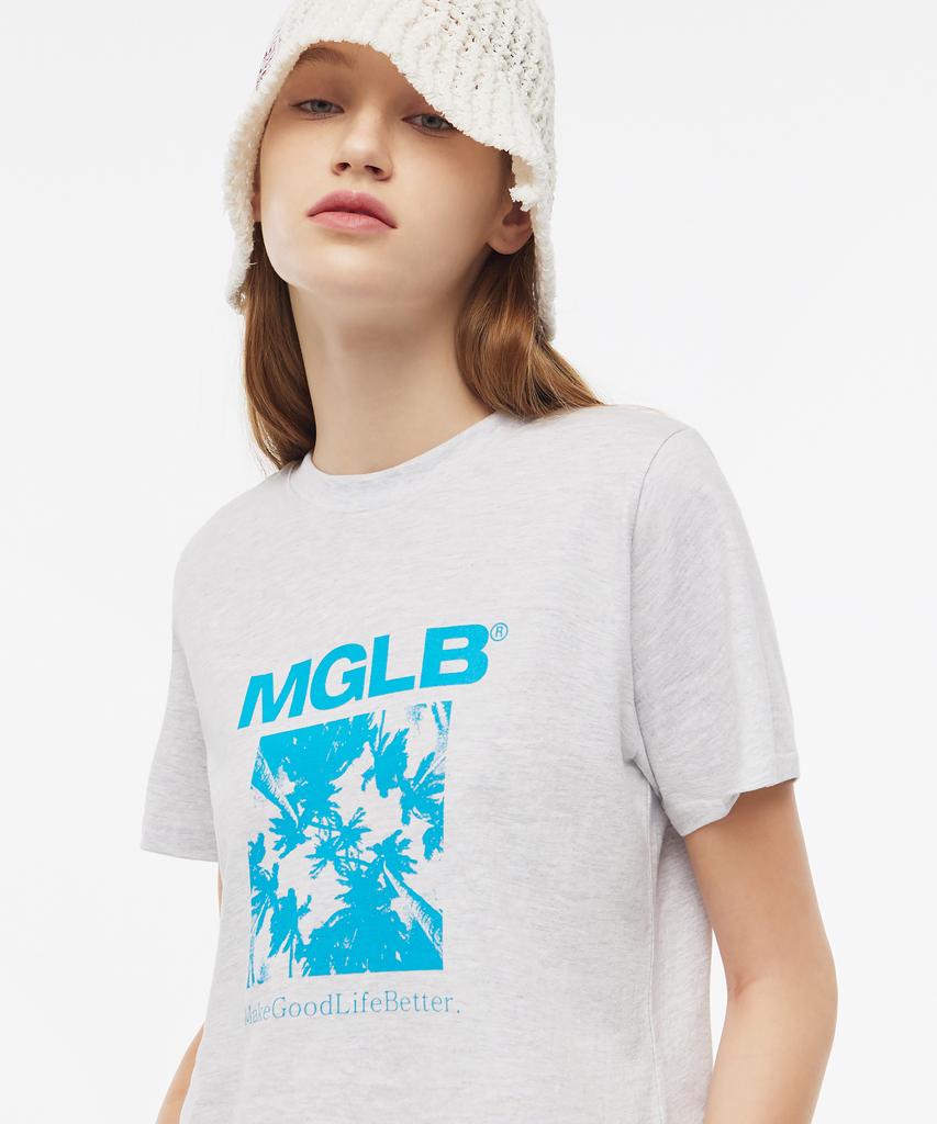 MATCHGLOBE Palm Tree Crop Top (Light Melange)