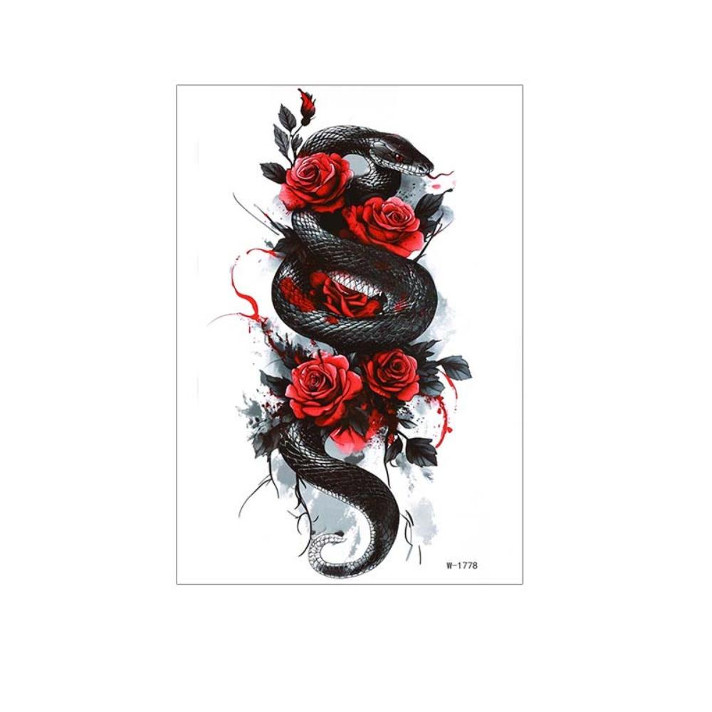 Green Leaf Flower Temporary Tattoo Stickers Leopard Lion Snake Waterproof Lion Snake Tattoo Stickers Long Lasting Personalized